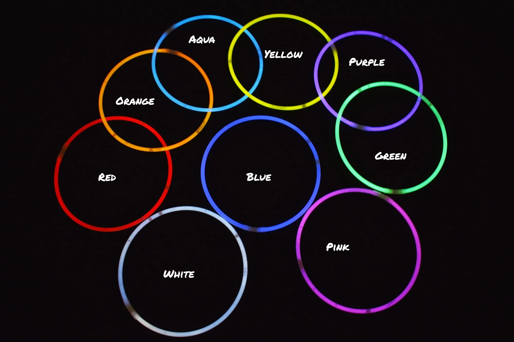 22" Premium Jumbo Assorted Glow Necklaces- 50 per package