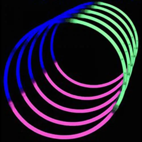 24 Inch Tri-Color Glow Stick Necklaces - Green Pink Blue