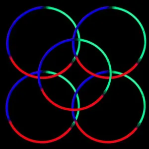 24 Inch Tri-Color Glow Stick Necklaces - Red Green Blue