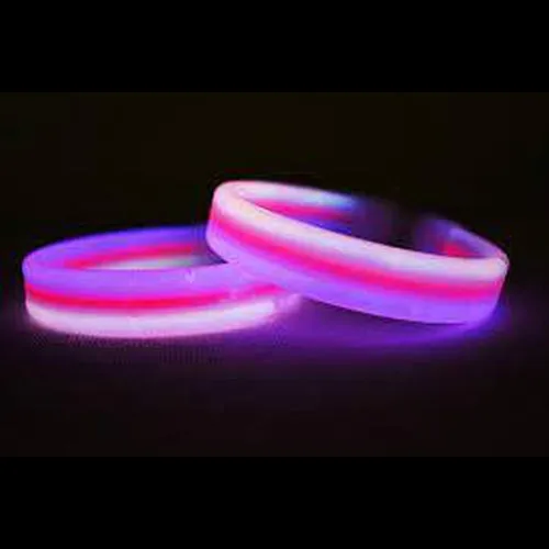 8 Inch Tri-Color Red White And Blue Glow Bracelets