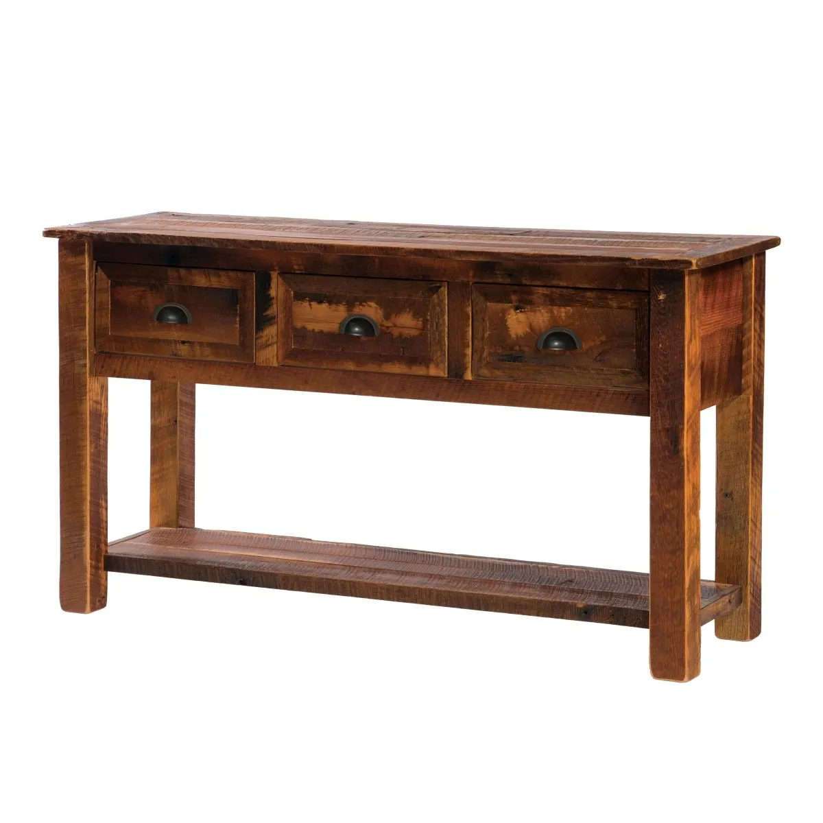 Barnwood Three Drawer Console Table