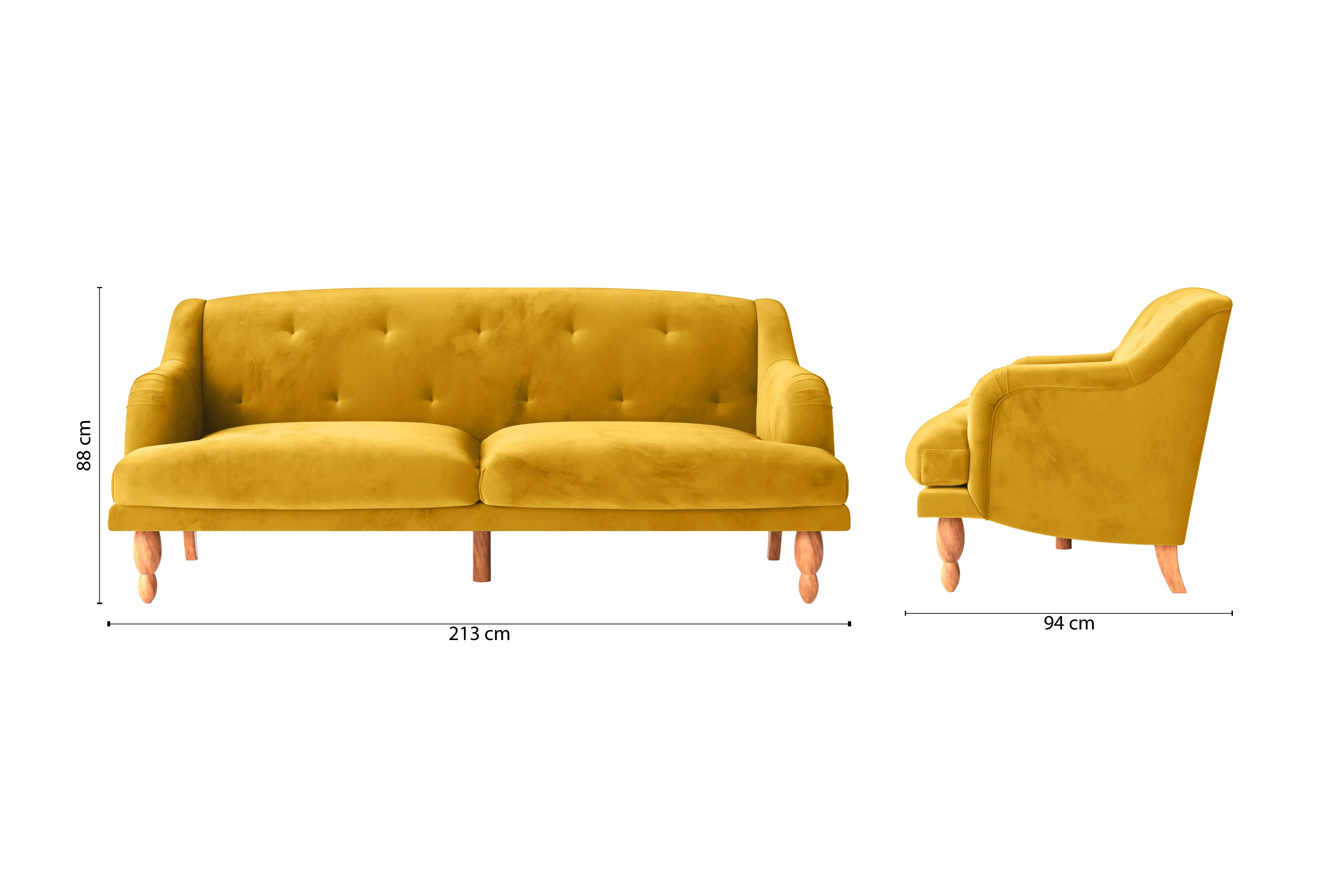 Burlington 4 Seater Sofa Yellow Velvet