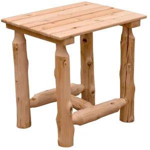 Cedar Log Outdoor End Table