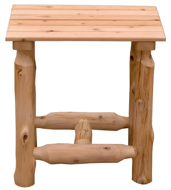 Cedar Log Outdoor End Table