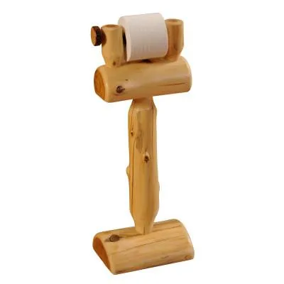 Cedar Log Toilet Paper Holder - Free Standing