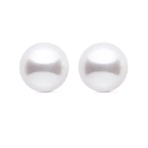 Customization Freshwater White Round Pearl Earrings Stud WA00017