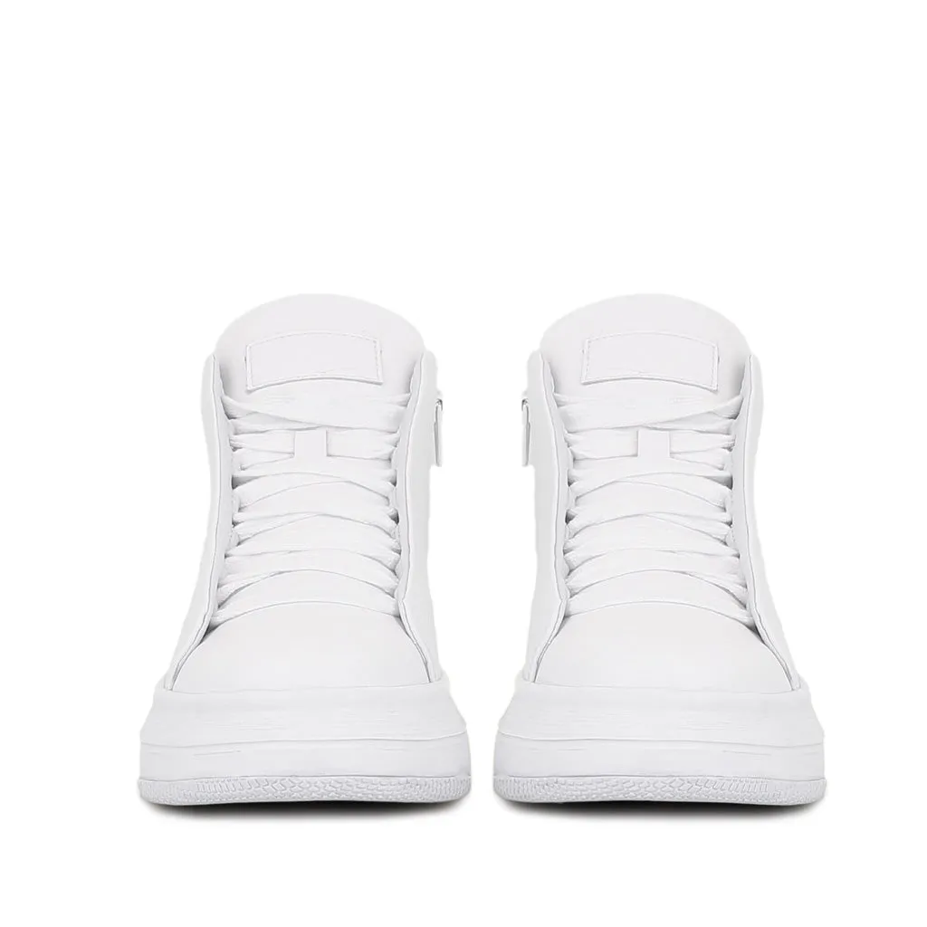 Dafne White Leather Handcrafted Sneakers