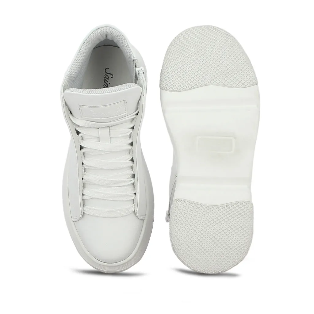 Dafne White Leather Handcrafted Sneakers