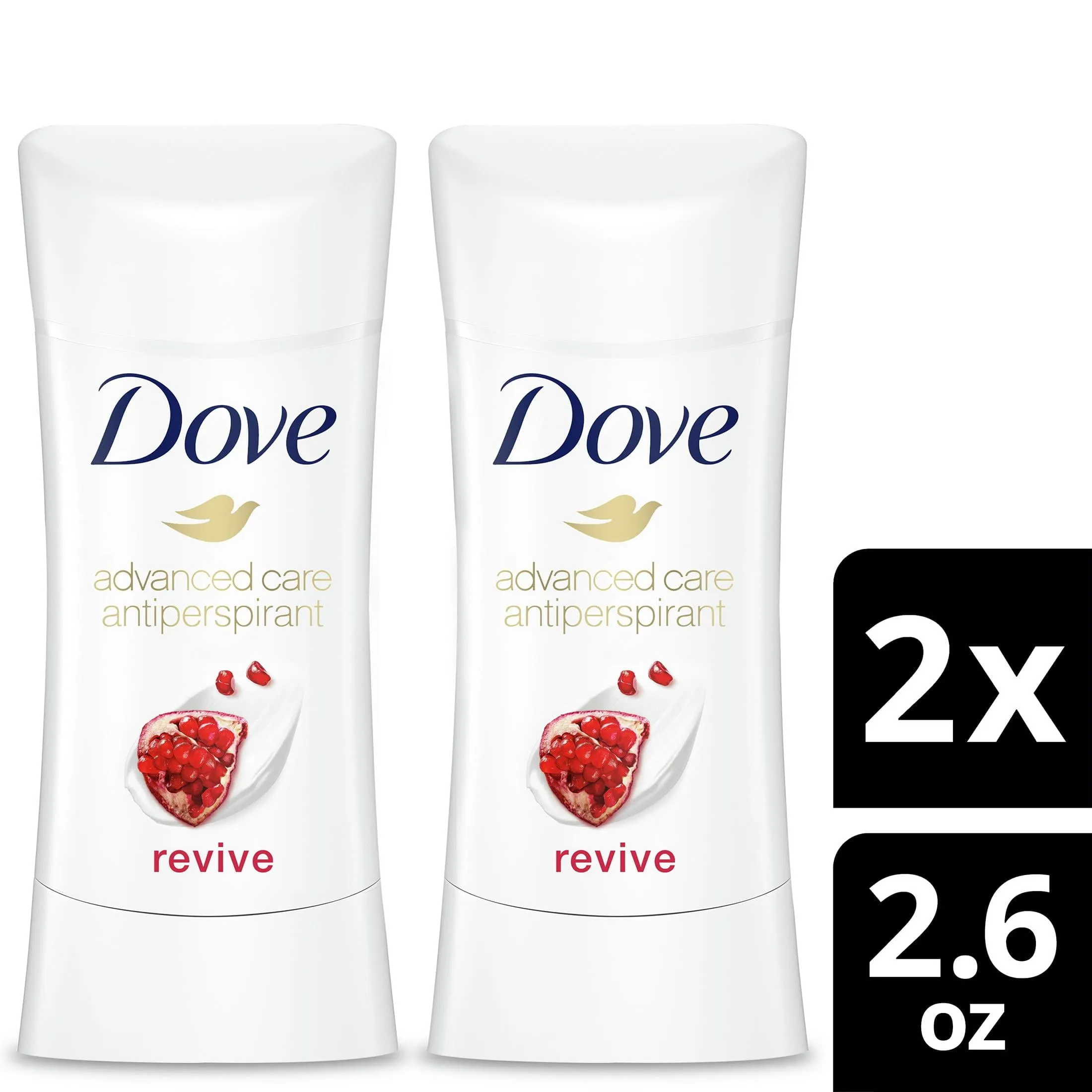 Dove Advanced Care Long Lasting Women's Antiperspirant Deodorant Stick Twin Pack, Revive, 2.6 oz