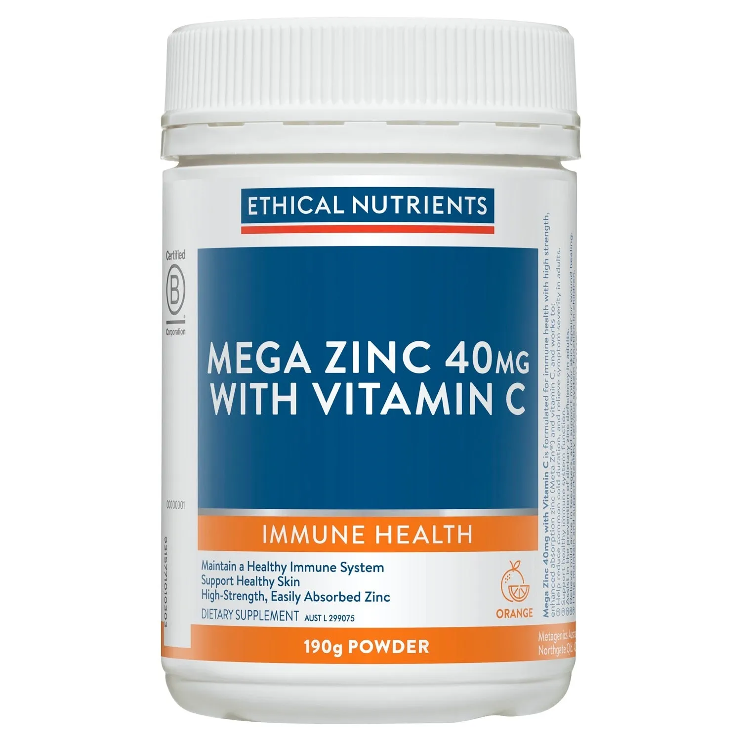 Ethical Nutrients Mega Zinc 40mg Powder