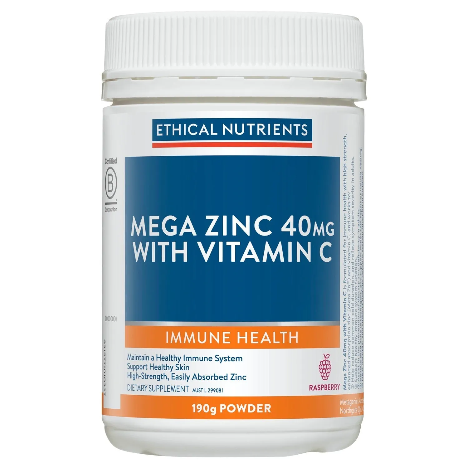 Ethical Nutrients Mega Zinc 40mg Powder