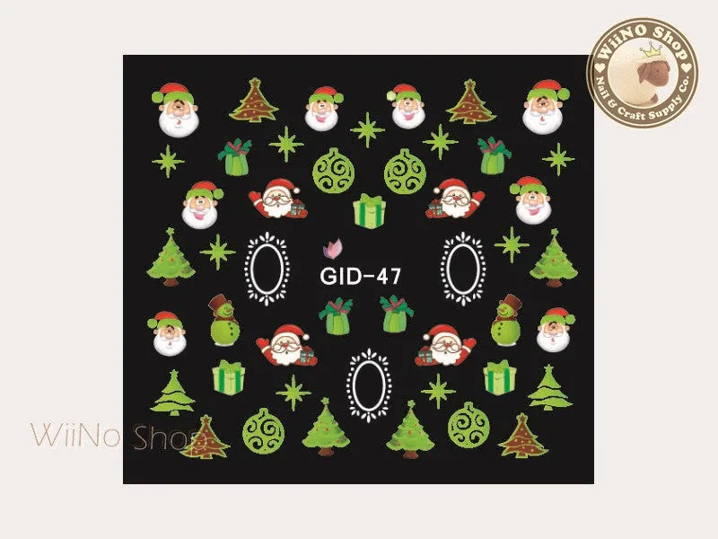 GID-047 Christmas Glow In The Dark Water Slide Nail Art Decals - 1pc