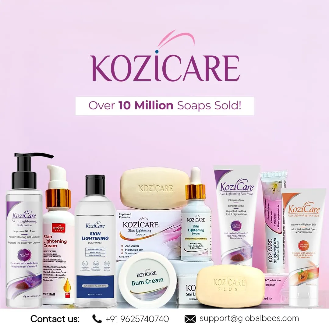 Kozicare Skin Lightening Soap - Pack of 12 | Enriched with Kojic Acid & Vitamin C Sabun Soap | Anti-Aging & Sun Protection | Glowing Skin | Moisturizing Bath Soap for Men & Women