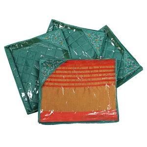 Kuber Industries Silk 4 Pieces Single Packing Saree Cover (Green) -CTLTC10606