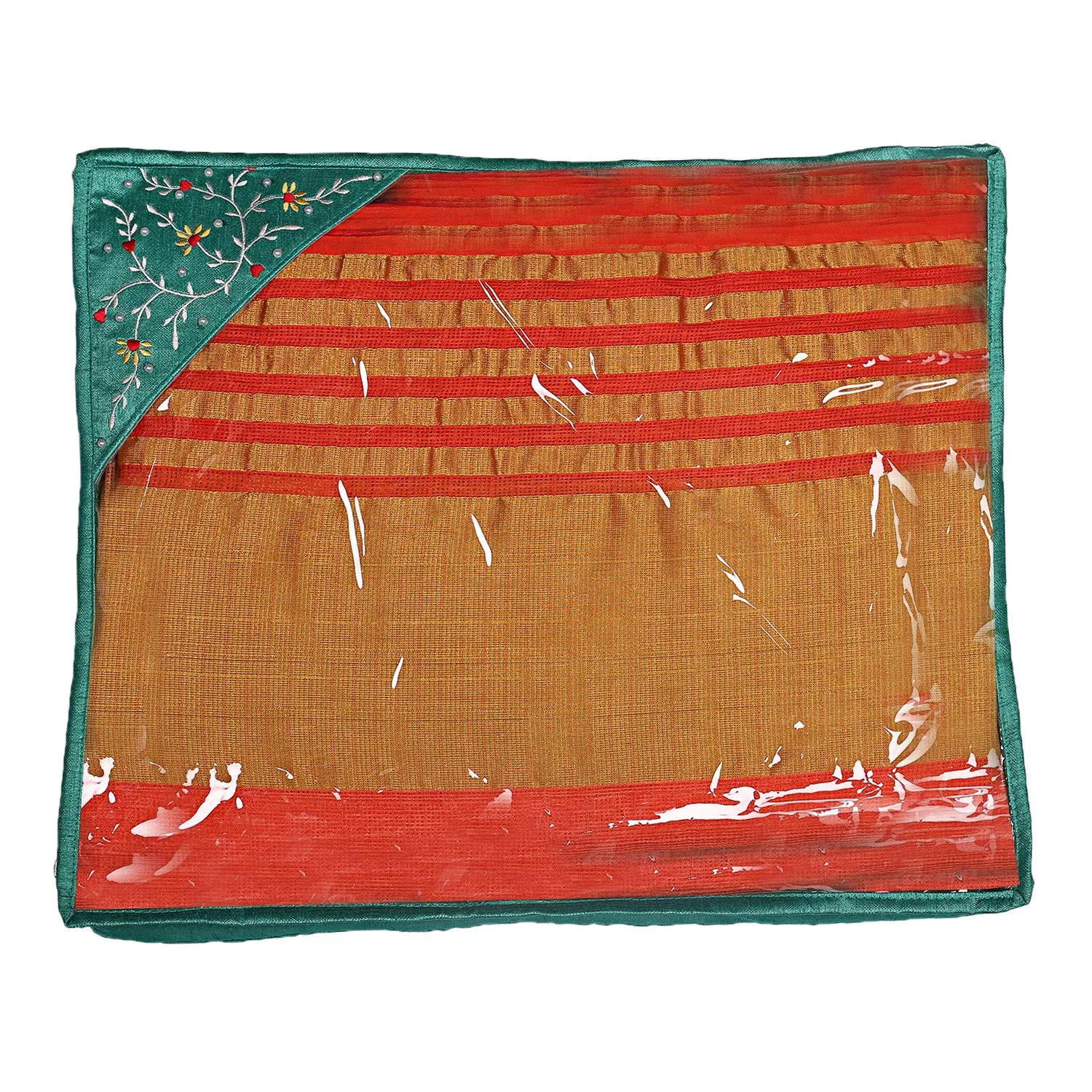 Kuber Industries Silk 4 Pieces Single Packing Saree Cover (Green) -CTLTC10606