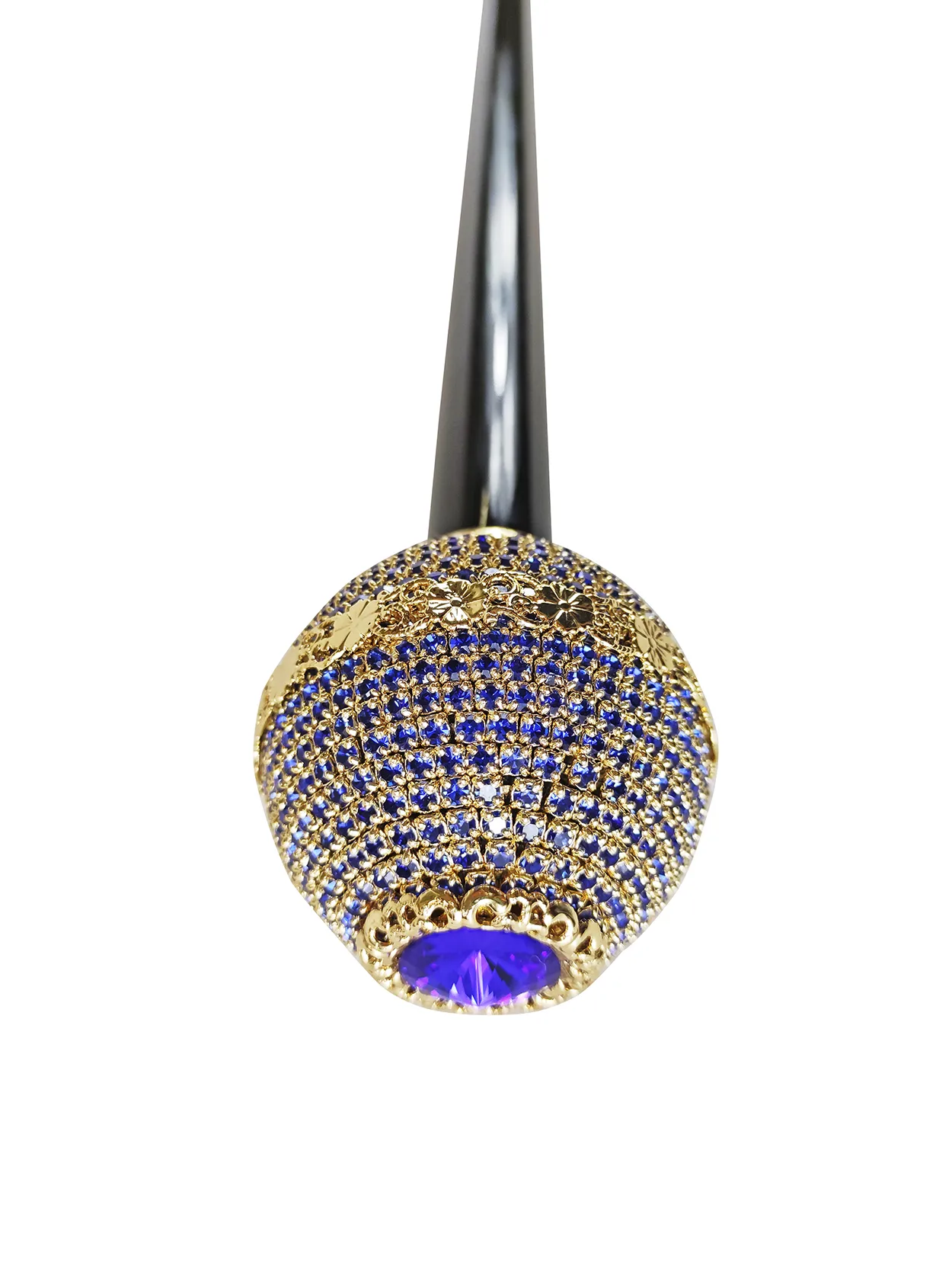 Luxurious Jeweled Walking Stick with Sapphire crystals