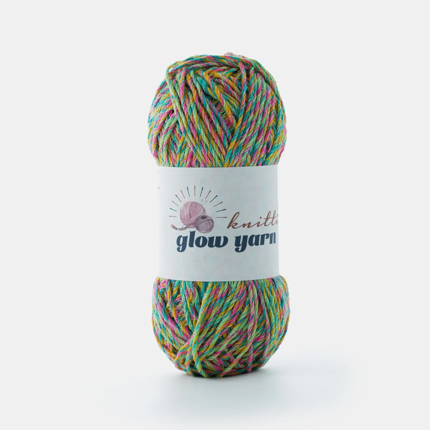 Multi-color Glow in the dark fluorescent metallic crochet yarn