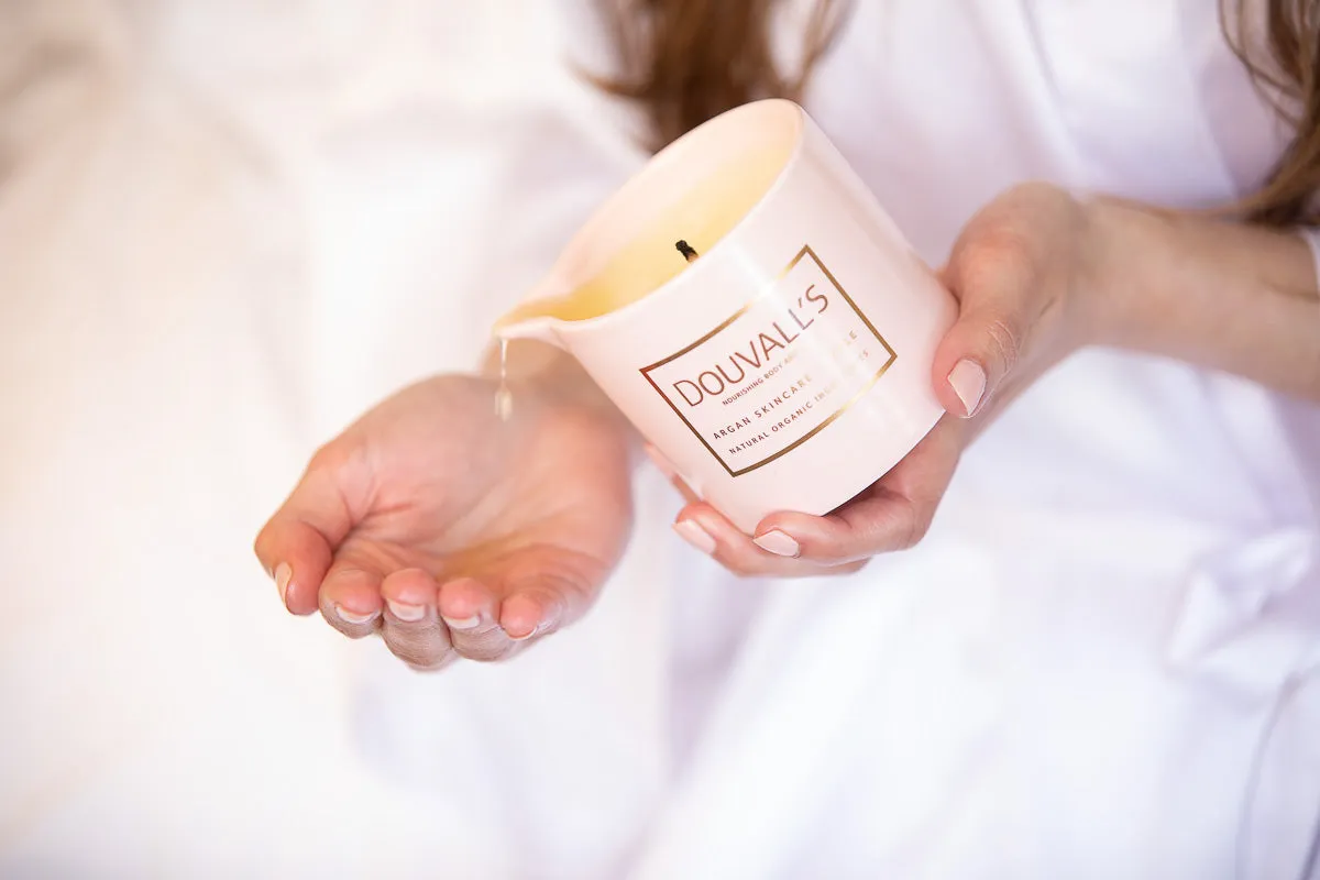 Organic Argan Skincare Candle, Orange & Frankincense 180g | Intensely Nourishing Body Treatment