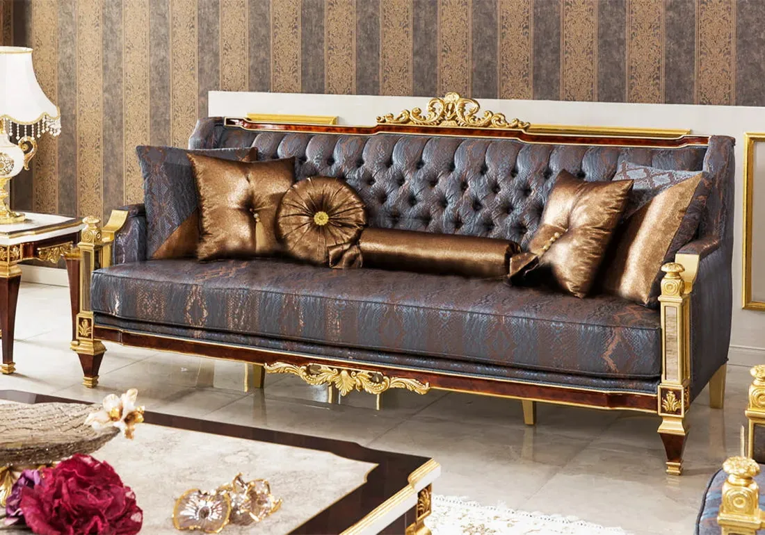 Ossetia Classical Teakwood Hand Carved Sofa Set