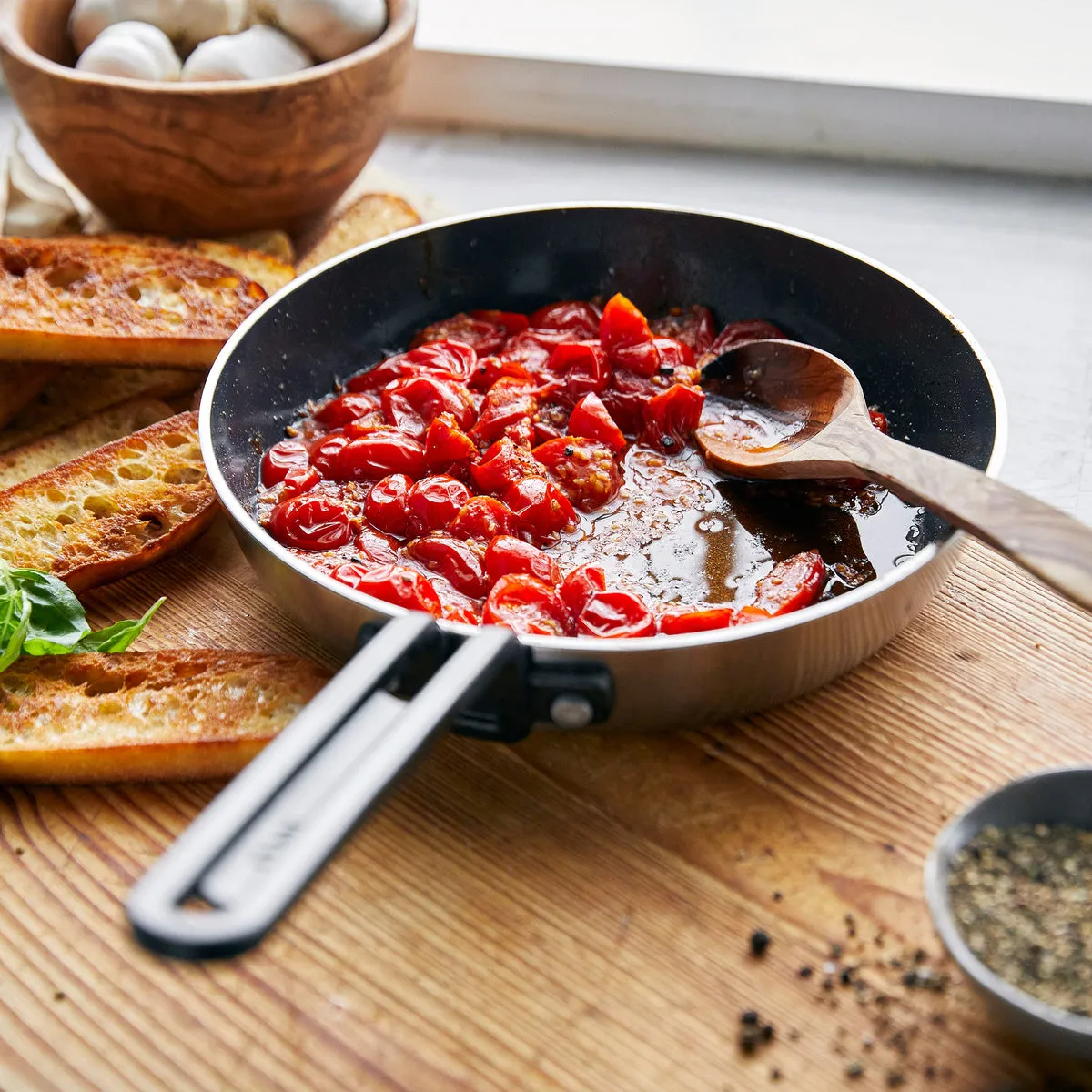 Stanley Tucci™ Stainless Steel Ceramic Nonstick 4-Piece Essentials Cookware Set with The Tucci Cookbook | Black Handles